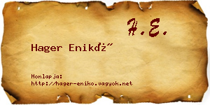 Hager Enikő névjegykártya